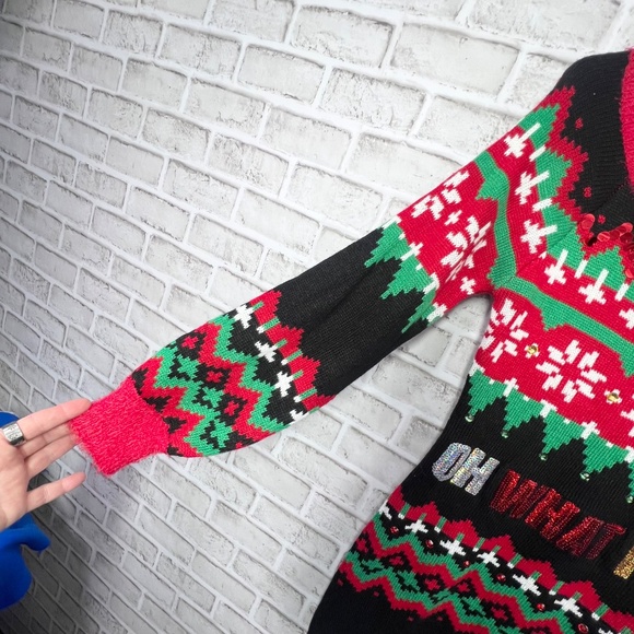 🎄NWT🤩 |•IT'S OUR TIME•| Swoop Neck Sequin 'Oh What Fun!' Soft Sweater Dress - Picture 4 of 9